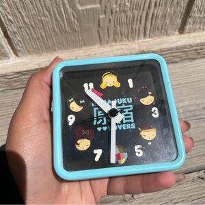 Cute Blue Square Harajuku Lovers Disco Clock